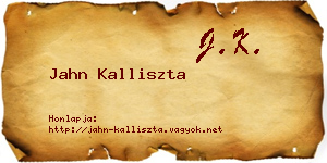 Jahn Kalliszta névjegykártya